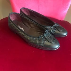 Chanel Quilted Black Ballet Flats, Fits US 6.5-7.